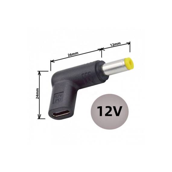 Adaptor 12V USB Type C mama la DC 5.5x2.1mm tata alimentare 12V MIV - 5- Roveli