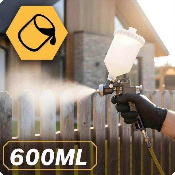 Trusa de scule pneumatice cu 18 piese pentru compresor, cablu flexibil de 40 cm, cablu spiralat de 5 m, pistol de vopsit 600 ml, pistol de intretinere 1 l, manometru - 11- Roveli