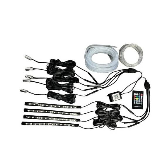 KIT FIR NEON LED RGB + BANDA LED RGB 22CM CU TELECOMANDA RF. SPT54ARW 12V - 5- Roveli