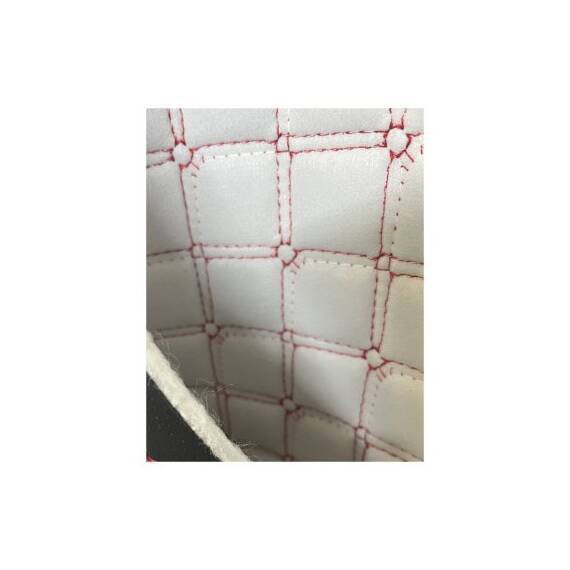 Material imitatie piele tapiterie romb cu gaurele  negru/cusatura gri Cod: Y02NG - - Roveli