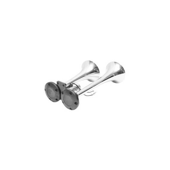 Claxon 2 trompete 12/24V pentru compresor aer auto crom-negru Cod: DISBS76 - 2- Roveli