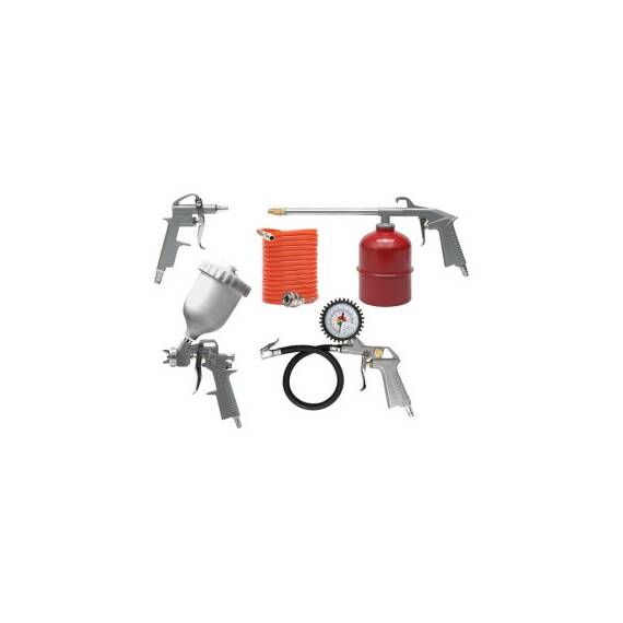 Kit vopsit 5 piese aer comprimat cu pistol vopsire, suflare, spalare, umflat si furtun Cod: 81638 - - Roveli