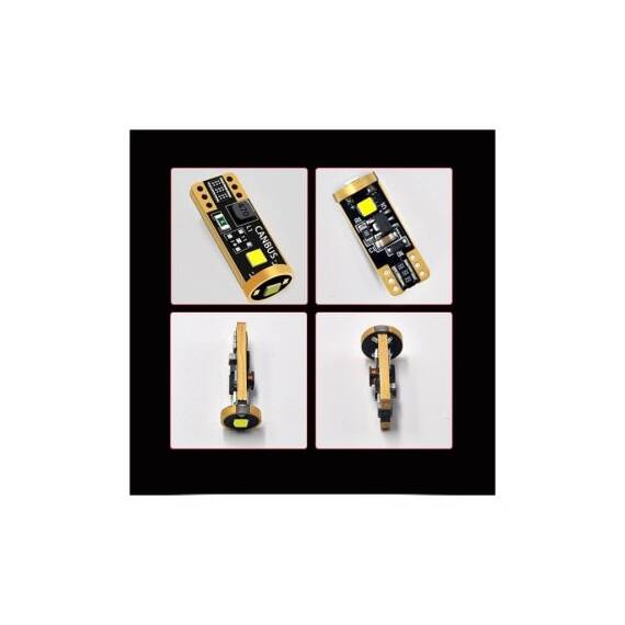 Set becuri T10 3SMD 3030 12V Canbus Premium 400lm lumina alba Cod: T10-1-EK - 2- Roveli