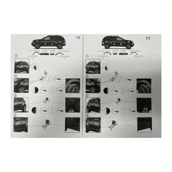Set protectii aripa si usa auto 12 piese cu 2 extensii senzori compatibile Dacia Duster II 2018-2024 Cod: DD2018-1 - 2- Roveli