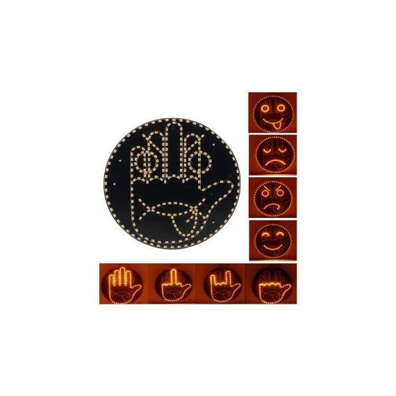Panou LED tip emoticon zambaret , programabil, cu afisaje personalizabile controlate din telecomanda 12 gesturi Cod: FS-1804 - 3- Roveli