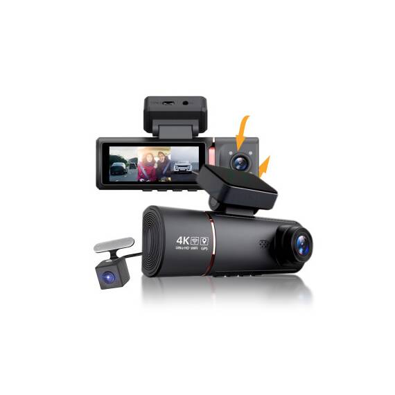 Sistem DVR auto cu 2 camere fata 4K si spate Full HD 1080p interior  Cod: CNS-M8-2 - - Roveli