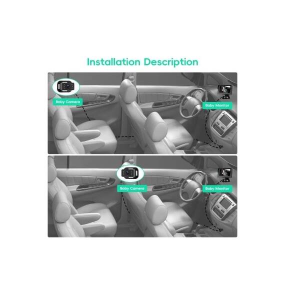 Kit camera auto pentru bebelusi cu monitor 4.3 inch cu fir pentru vizualizare in timp real Cod: A4214 - 3- Roveli