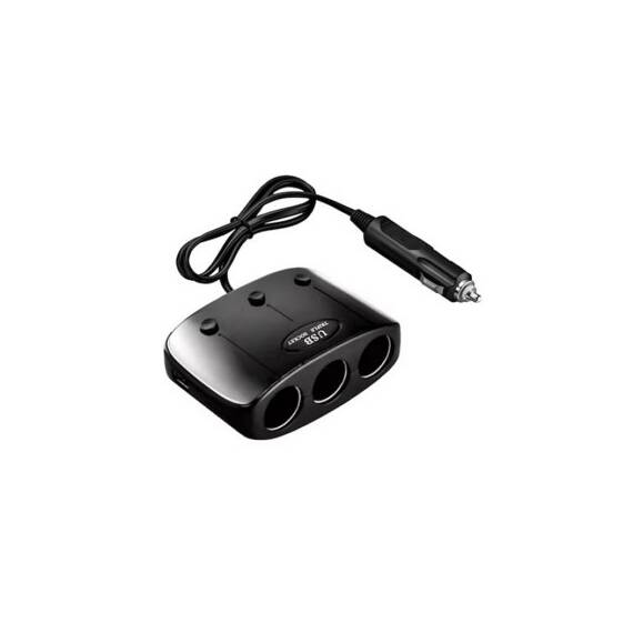 Prelungitor priza auto 3 cai cu intrerupator individual si 2 porturi USB Cod: K358 - 4- Roveli