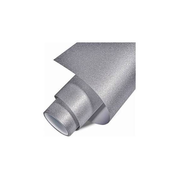 Folie auto autocolant PVC argintie sclipici mat 1.52m x 1m cu tehnologie eliminare bule Cod: KM9247 - 2- Roveli