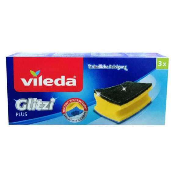 Burete vase, spuma poliuretanica si fibra abraziva, curatare intensiva, set 3 buc, galben si negru - 2- Roveli