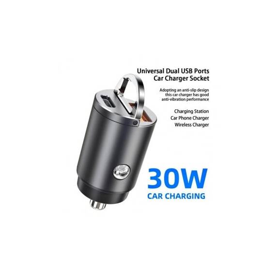 Incarcator auto mini Quick Charge QC4.0 100W si PD30W USB metal compatibil 12V 24V Cod: A088 - 2- Roveli