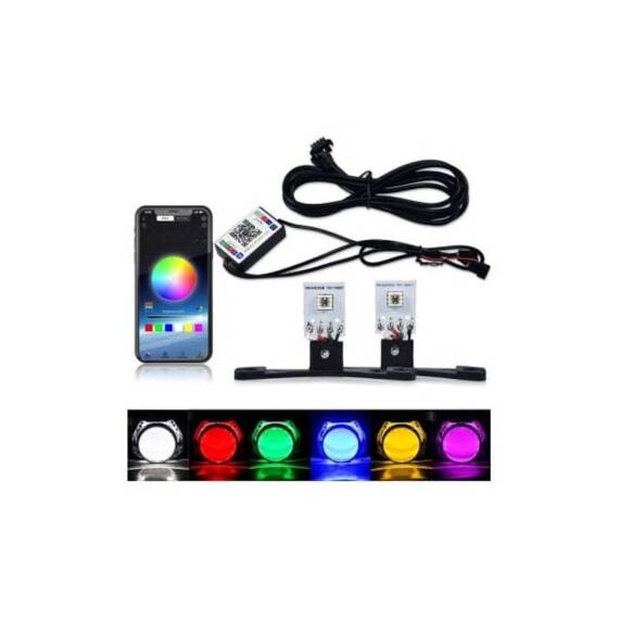 Led devil eyes RGB auto pentru lupe far control aplicatie telefon 12V Cod: OSR-RGB-03APP - - Roveli