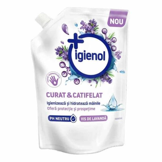 Rezerva sapun lichid Igienol, formula antibacteriana, parfum lavanda, 500 ml, mov - - Roveli