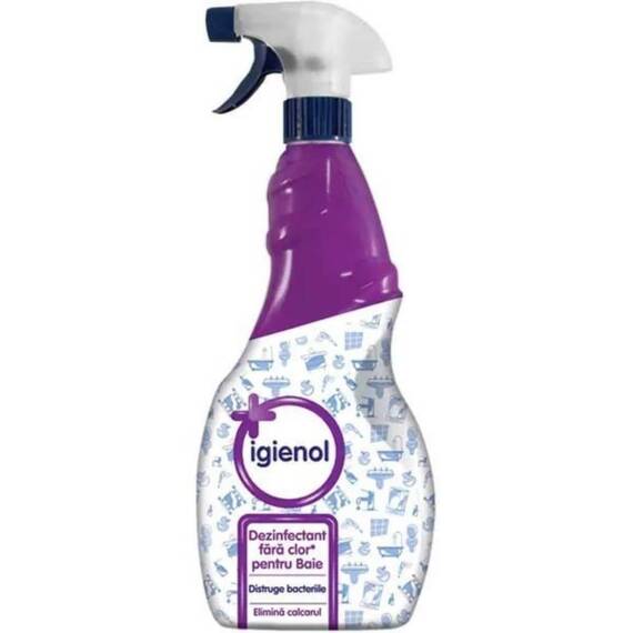Solutie curatare baie Igienol, lichid, fara clor, antibacterian, 750 ml, pulverizator, alb - - Roveli