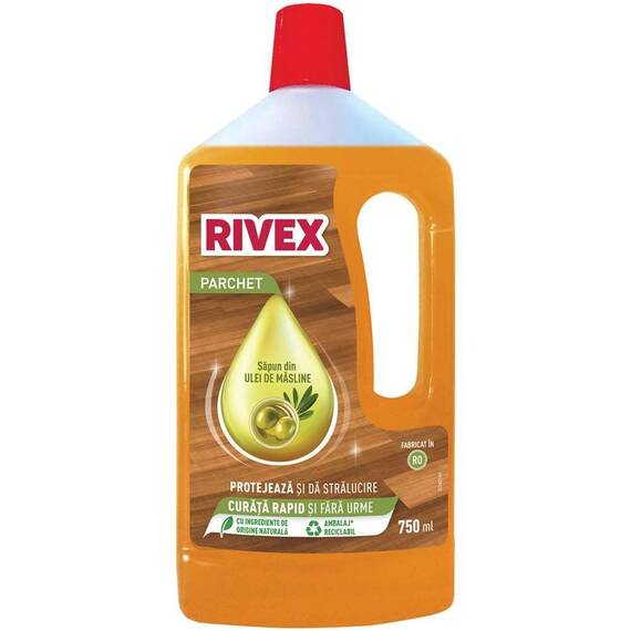 Solutie curatare parchet Rivex, lichid, sapun din ulei de masline, protectie si stralucire, 750 ml - - Roveli