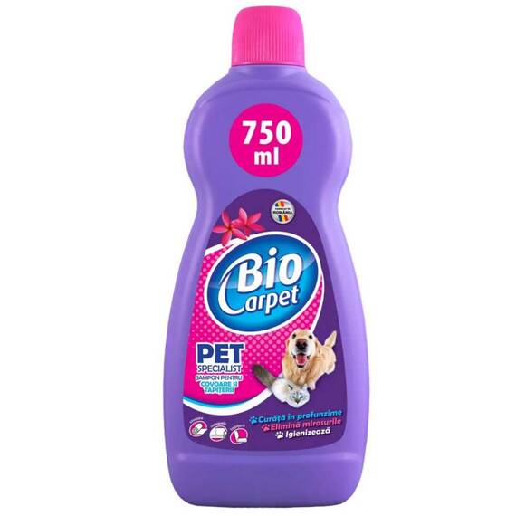 Sampon covoare Biocarpet pet specialist, lichid, eliminare mirosuri, curatare pete animale, 750 ml - - Roveli