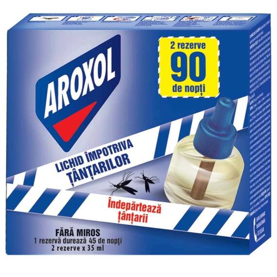 Rezerva lichida Aroxol, anti tantari, 2 bucati, 90 nopti, incolor albastru - - Roveli