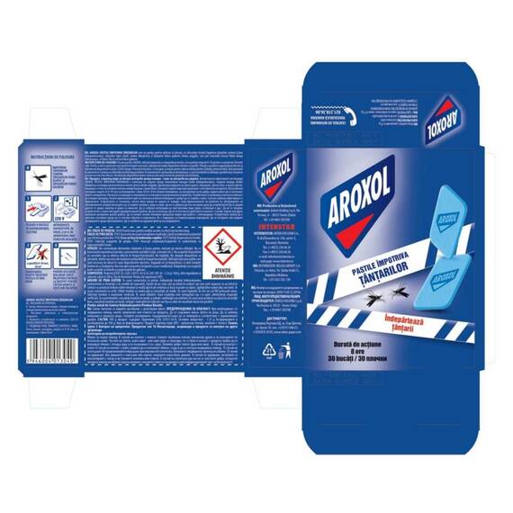 Pastile anti tantari Aroxol, 30 bucati, 8 ore actiune, albastru - 2- Roveli