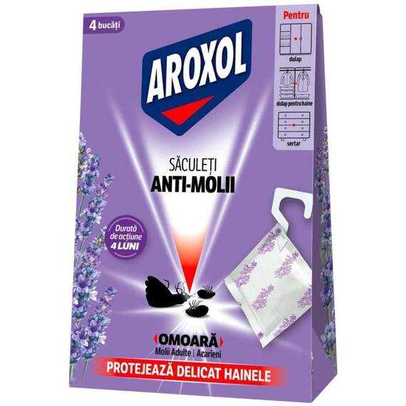 Saculeti anti molii, lavanda, protectie haine, 4 buc, mov - - Roveli