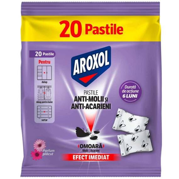 Pastile anti molii si anti acarieni, parfum placut, efect imediat, 20 buc, mov - - Roveli