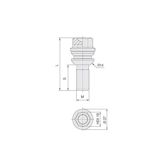 Prezon janta auto M14x1.5 58mm MW R14 con rotund cheie HEX19 Cod: B657 - - Roveli