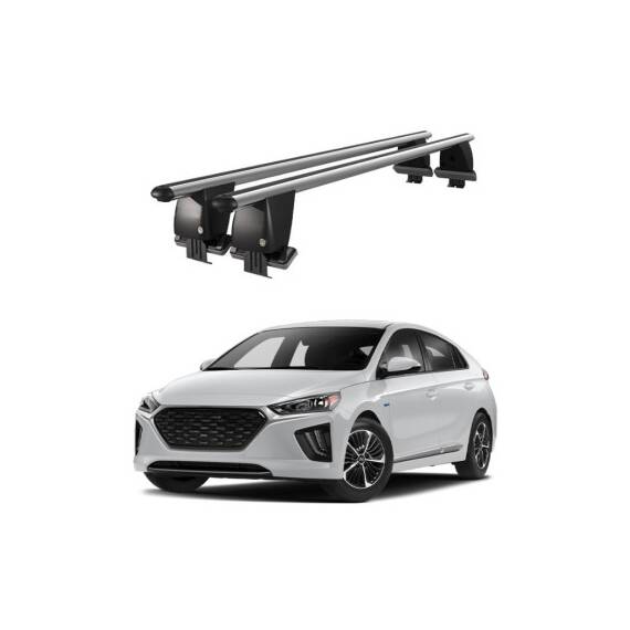 Bare transversale portbagaj auto aluminiu compatibile plafon neted Hyundai Ioniq AE 2016-> argintii sau negre Cod: CB200101 Kit-102 - - Roveli
