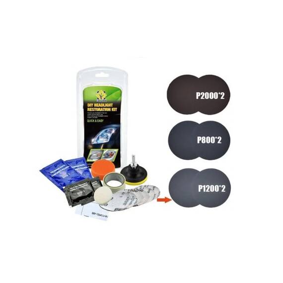Kit restaurare faruri auto pentru polish si reconditionare lentile Cod: 13937 - 2- Roveli
