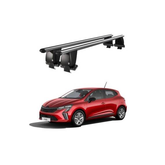 Bare transversale portbagaj auto aluminiu compatibile plafon neted Renault Clio V 2019-> argintii sau negre Cod: CB200101 Kit-105 - - Roveli