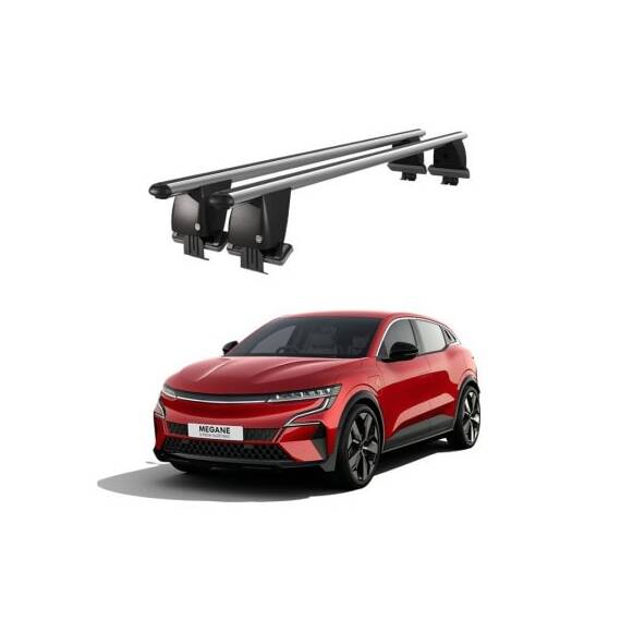 Bare transversale portbagaj auto aluminiu compatibile plafon neted Renault Megane E-Tech Electric 2021-> argintii sau negre Cod: CB200101 Kit-101 - - Roveli
