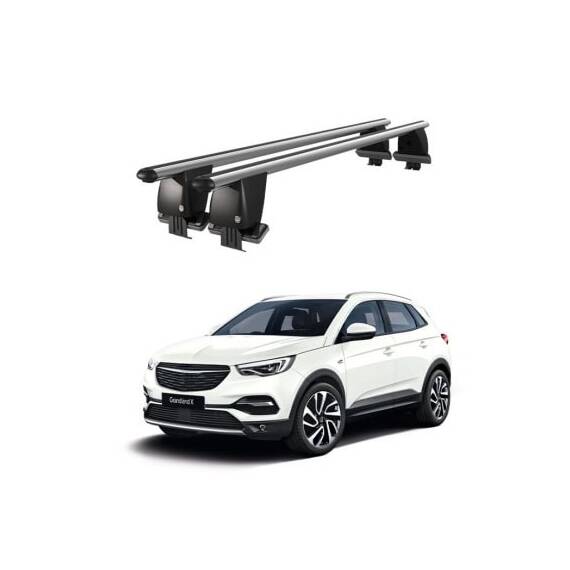 Bare transversale portbagaj auto aluminiu compatibile plafon neted Opel Grandland X 2017-> argintii sau negre Cod: CB200101 Kit-101 - - Roveli