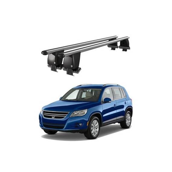 Bare transversale portbagaj auto aluminiu compatibile plafon neted Volkswagen Tiguan I 5N 2007-2011 argintii sau negre Cod: CB200101 Kit-101 - - Roveli