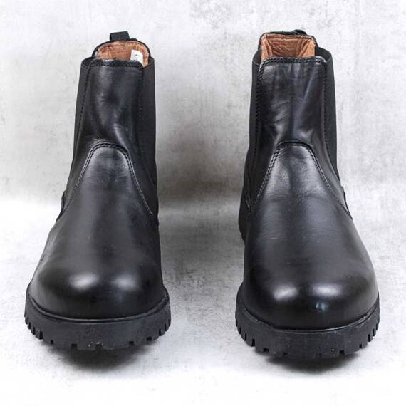 ​Ghete de barbati , din piele naturala , cu benzi elastice 11880-NEGRU, Culoare (12): Negru, Marime (12): 41 - 3- Roveli