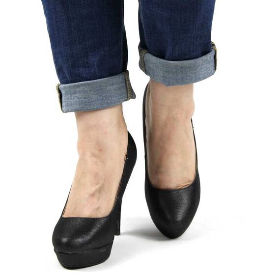 Pantofi eleganti de dama cu platforma,toc inalt si varf rotunjit A8-6-BLACK-OUTLET - 2- Roveli