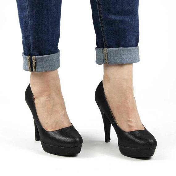 Pantofi eleganti de dama cu platforma,toc inalt si varf rotunjit A8-6-BLACK-OUTLET - 3- Roveli