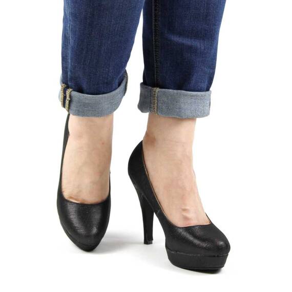 Pantofi eleganti de dama cu platforma,toc inalt si varf rotunjit A8-6-BLACK-OUTLET - 4- Roveli