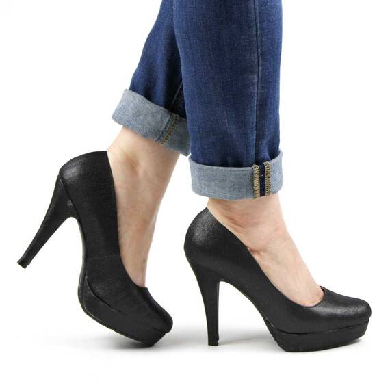 Pantofi eleganti de dama cu platforma,toc inalt si varf rotunjit A8-6-BLACK-OUTLET - 5- Roveli