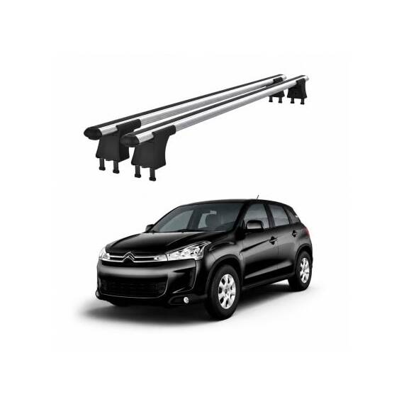 Set bare transversale aluminiu cu prindere in puncte fixe compatibile Citroen C4 Aircross 2012-> negre sau argintii Cod: 120101 Kit 202 - - Roveli