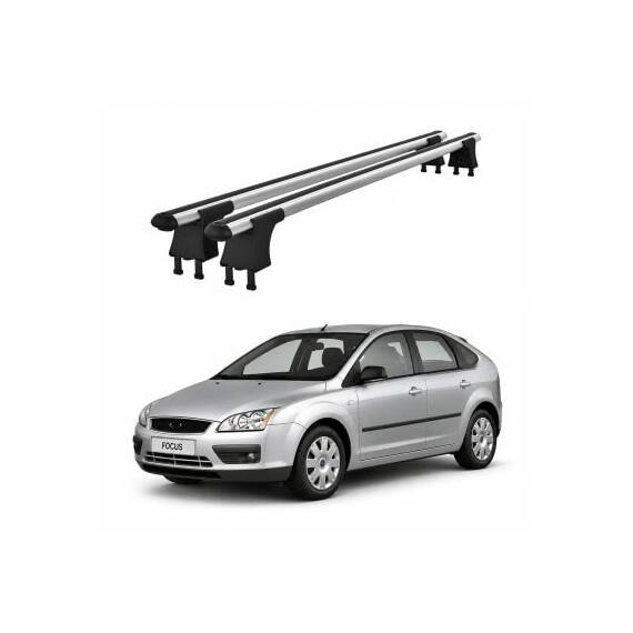Set bare transversale aluminiu cu prindere in puncte fixe compatibile Ford Focus II 2004-2011 negre sau argintii Cod: 120101 Kit 201 - - Roveli