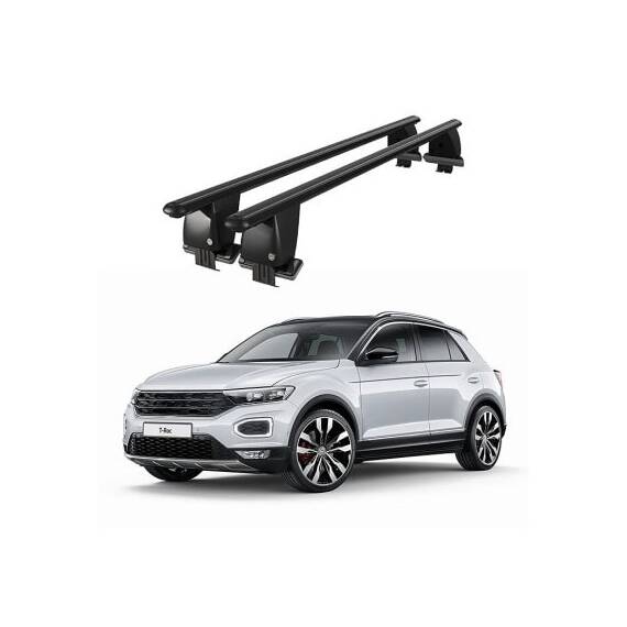 Bare transversale portbagaj auto aluminiu compatibile plafon neted Volkswagen T-Roc A1 2018-> argintii sau negre Cod: CB200101 Kit-108 - 7- Roveli