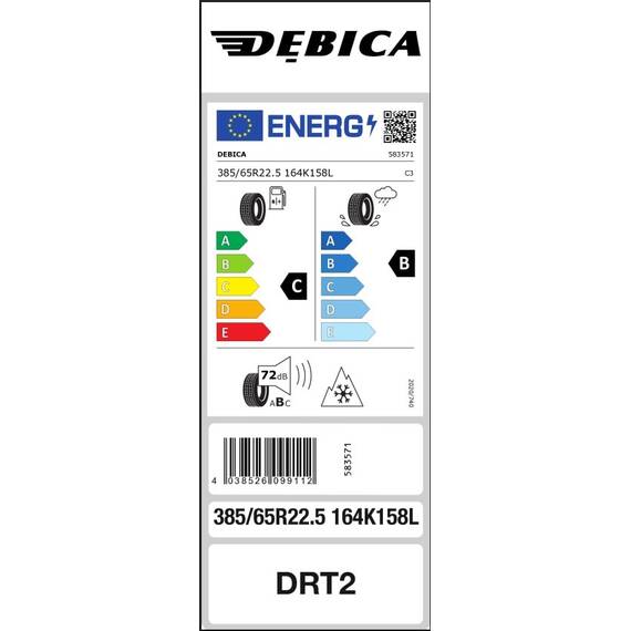 Anvelopa camion trailer 385/65R22.5 164K/158L DRT2 - DEBICA - 2- Roveli