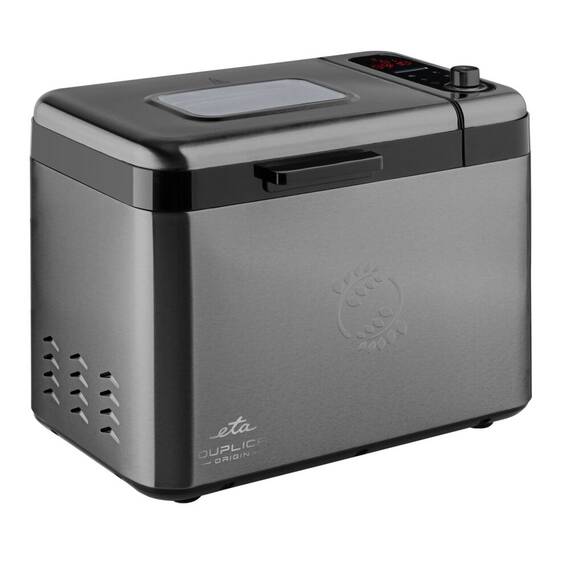 Masina de facut paine ETA Duplica II Origin 3147 90010, 850 W, 24 programe, capacitate 1.5 kg, dispenser automat ingrediente, afisaj Touch, Negru/Inox - - Roveli