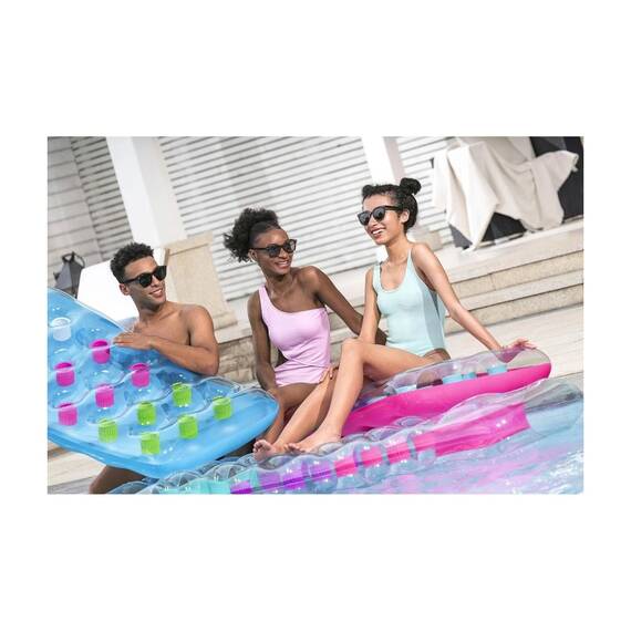 Saltea Gonflabila Plaja Bestway Multicolor, 188x71 cm, PVC, Fereastra Transparenta, Capacitate Maxima 90 kg, Petec Reparatie Inclus, Varsta 14+ - 8- Roveli