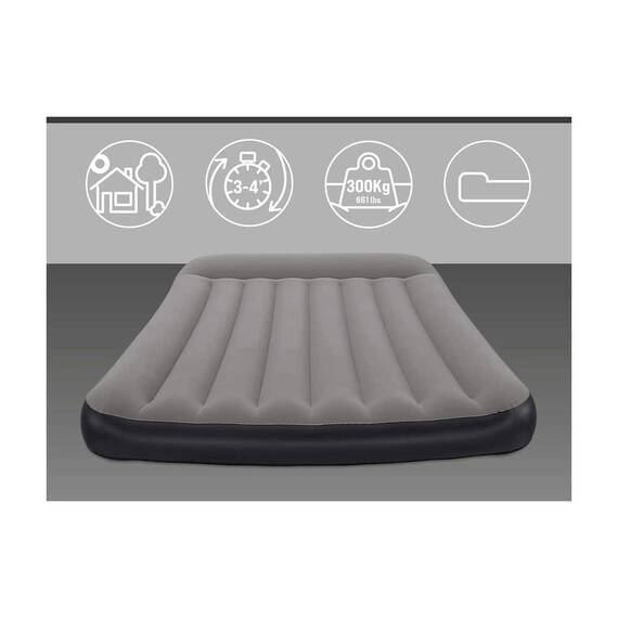 Saltea Gonflabila Bestway, 2 Persoane, Pompa Electrica Integrata, 203x152x30 cm, TRITECH 3 Straturi, Structura I-Beam, Capacitate 300 kg, Perna Incorporata, Negru Gri - 10- Roveli