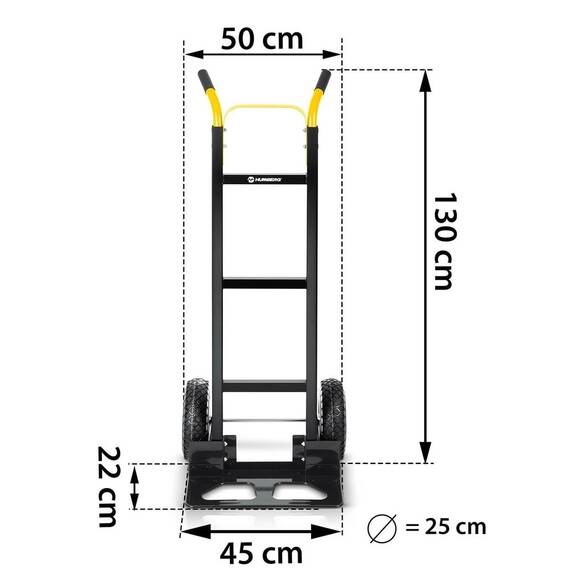 Carucior Transport Pliabil Humberg, Tip Roaba, Capacitate 250 kg, 2 Roti Mari Ranforsate Metalic, Cadru Otel Galvanizat, Platforma Durabila, 46x50x130 cm - 12- Roveli