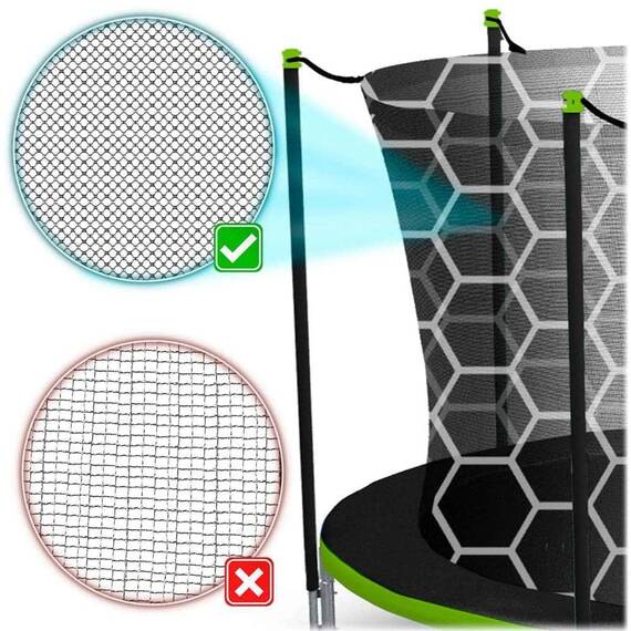 Plasa Protectie Interioara Trambulina Neo-Sport, 374 cm 12ft, 8 Stalpi, Polietilena Rezistenta, Inaltime 180 cm, Intrare Fermoar cu Cleme, Montaj Rapid, Accesoriu Trambulina Gradina, Negru - 5- Roveli