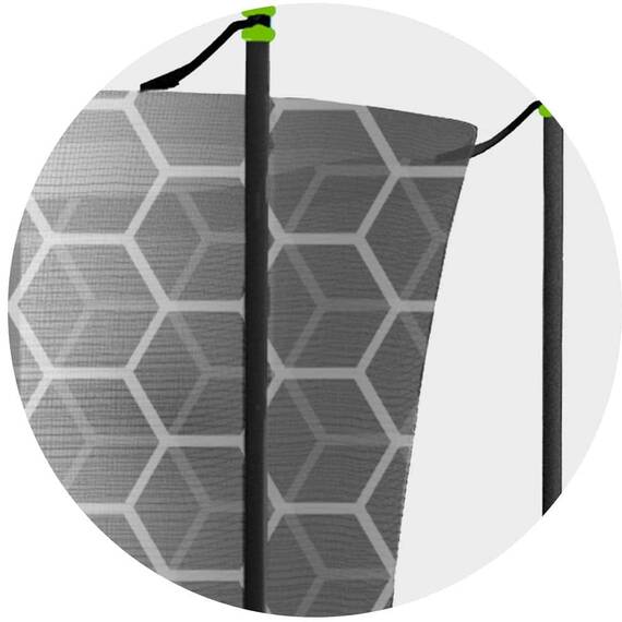 Plasa Protectie Interioara Trambulina Neo-Sport, 312 cm 10ft, 6 Stalpi, Polietilena Rezistenta, Inaltime 180 cm, Intrare Fermoar cu Cleme, Montaj Rapid, Accesoriu Trambulina Gradina, Negru - 4- Roveli
