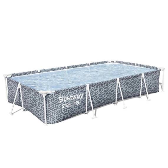 Piscina Supraterana cu Cadru Metalic Bestway, Dreptunghiulara, 366x201x66 cm, 4000 l, Pereti Tritech, Cadru Otel Anticoroziv, Valva Evacuare cu Control Debit, Petec Reparatie Inclus, Gri - 2- Roveli