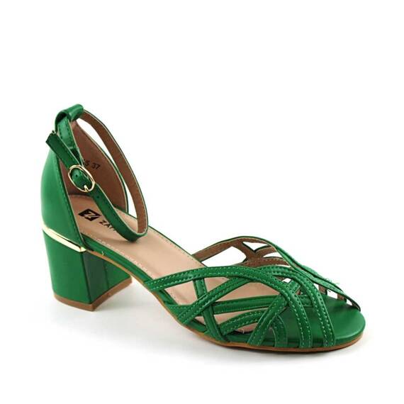 ​Sandale elegante de dama , cu toc patrat SS-GG115-GREEN - - Roveli