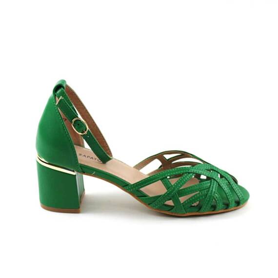​Sandale elegante de dama , cu toc patrat SS-GG115-GREEN - 3- Roveli