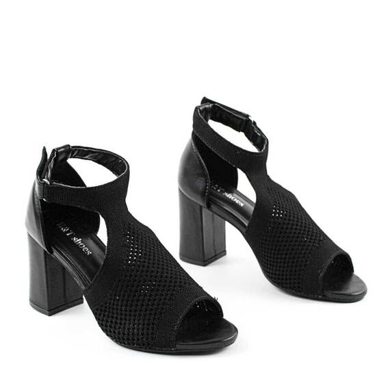 ​Sandale de dama , cu toc gros , inalt MRQ8735-BLACK - 2- Roveli